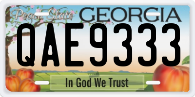 GA license plate QAE9333