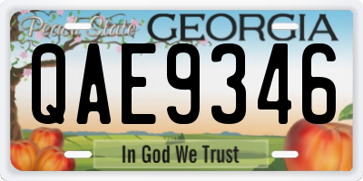 GA license plate QAE9346