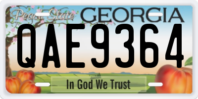 GA license plate QAE9364