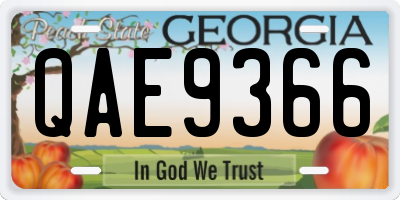 GA license plate QAE9366