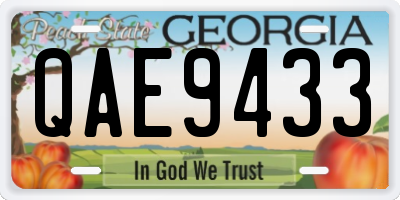 GA license plate QAE9433