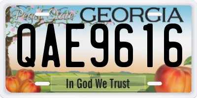GA license plate QAE9616