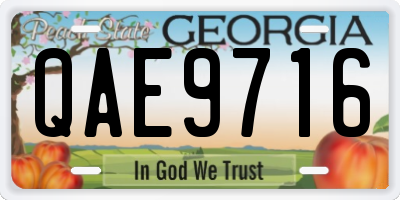 GA license plate QAE9716