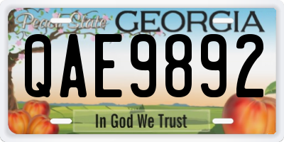 GA license plate QAE9892