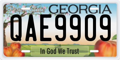 GA license plate QAE9909