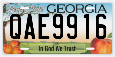 GA license plate QAE9916