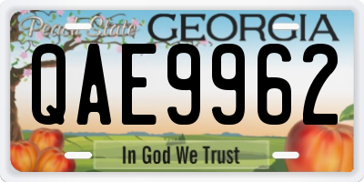 GA license plate QAE9962