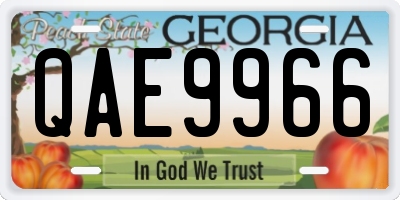 GA license plate QAE9966