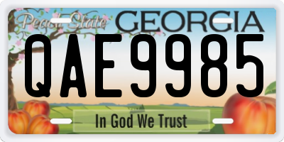 GA license plate QAE9985