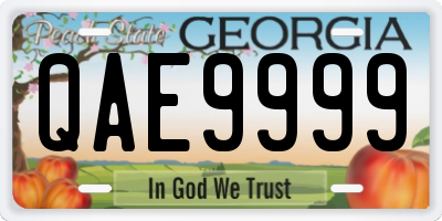 GA license plate QAE9999