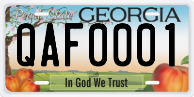 GA license plate QAF0001