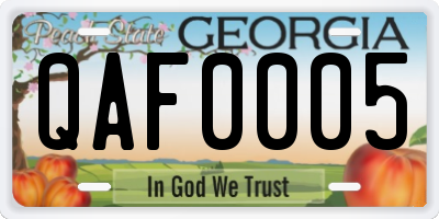 GA license plate QAF0005
