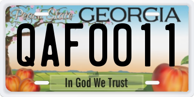 GA license plate QAF0011