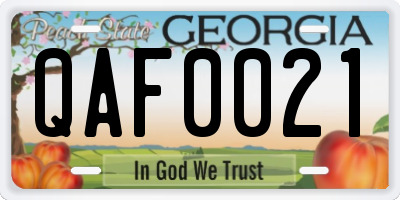 GA license plate QAF0021