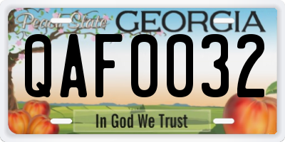 GA license plate QAF0032