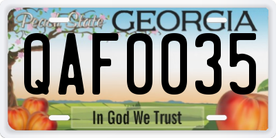 GA license plate QAF0035