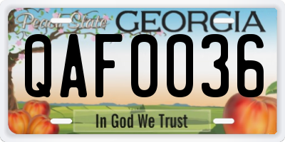GA license plate QAF0036