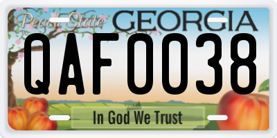 GA license plate QAF0038