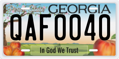 GA license plate QAF0040