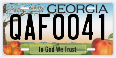 GA license plate QAF0041