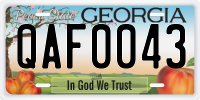 GA license plate QAF0043