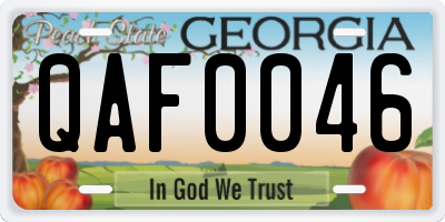GA license plate QAF0046