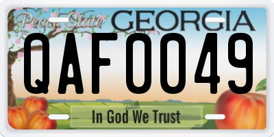 GA license plate QAF0049
