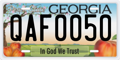 GA license plate QAF0050