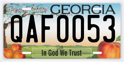 GA license plate QAF0053