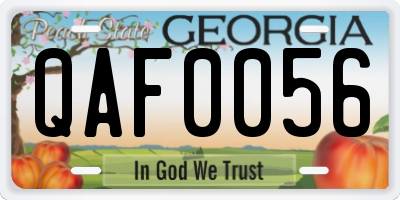 GA license plate QAF0056