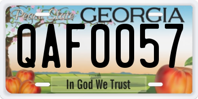 GA license plate QAF0057