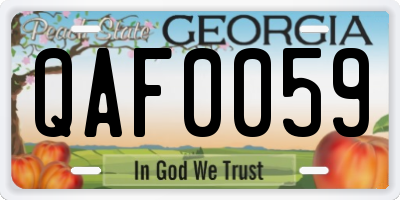 GA license plate QAF0059