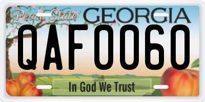 GA license plate QAF0060