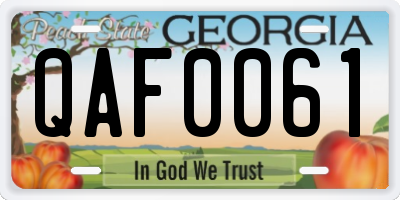 GA license plate QAF0061