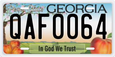 GA license plate QAF0064