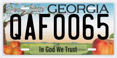 GA license plate QAF0065