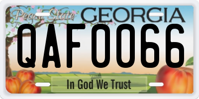 GA license plate QAF0066