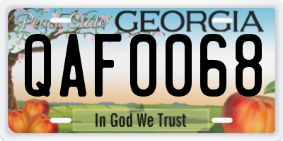 GA license plate QAF0068