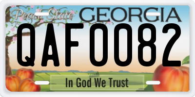 GA license plate QAF0082