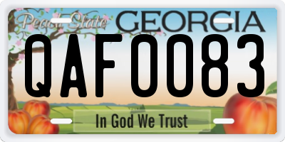 GA license plate QAF0083