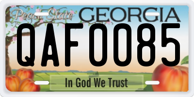 GA license plate QAF0085