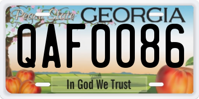 GA license plate QAF0086