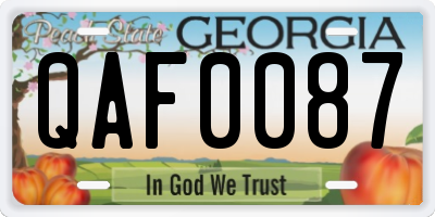 GA license plate QAF0087