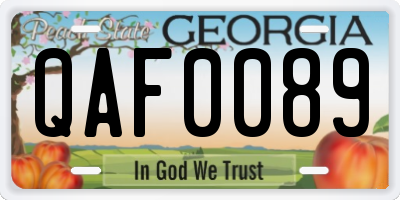GA license plate QAF0089
