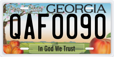 GA license plate QAF0090