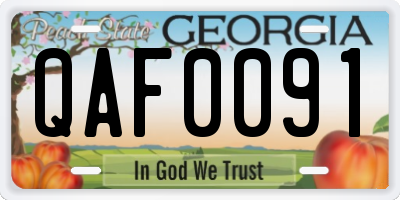 GA license plate QAF0091