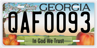 GA license plate QAF0093