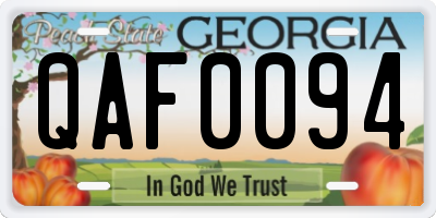 GA license plate QAF0094