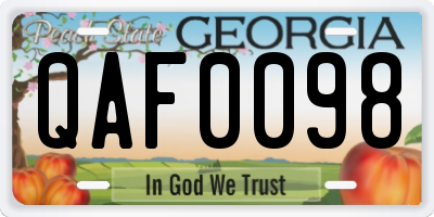 GA license plate QAF0098