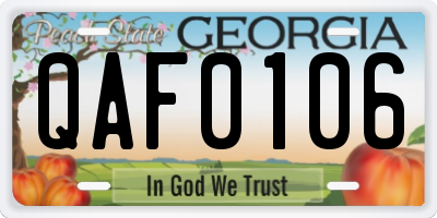 GA license plate QAF0106